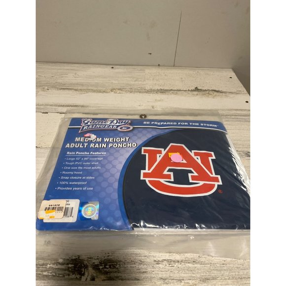 Navy Auburn University Adult Rain Poncho - Picture 1 of 3